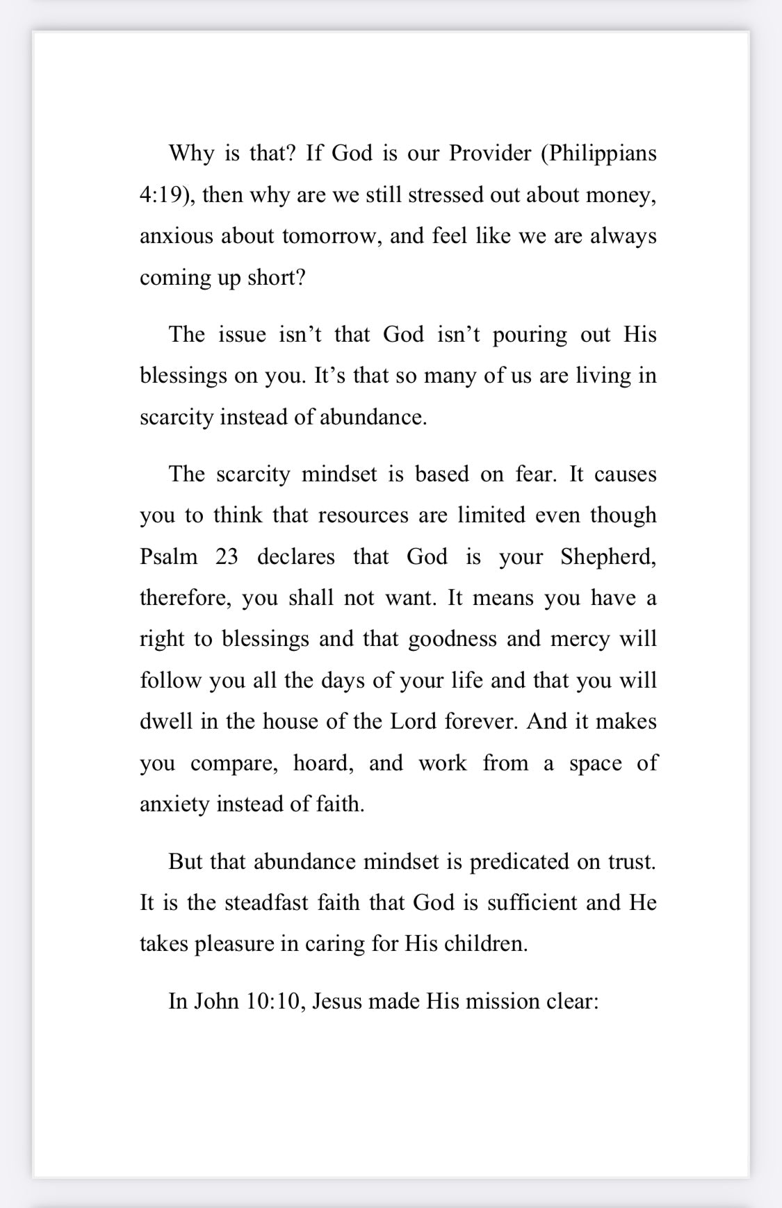 No More Scarcity: Abundance In All Areas of Life