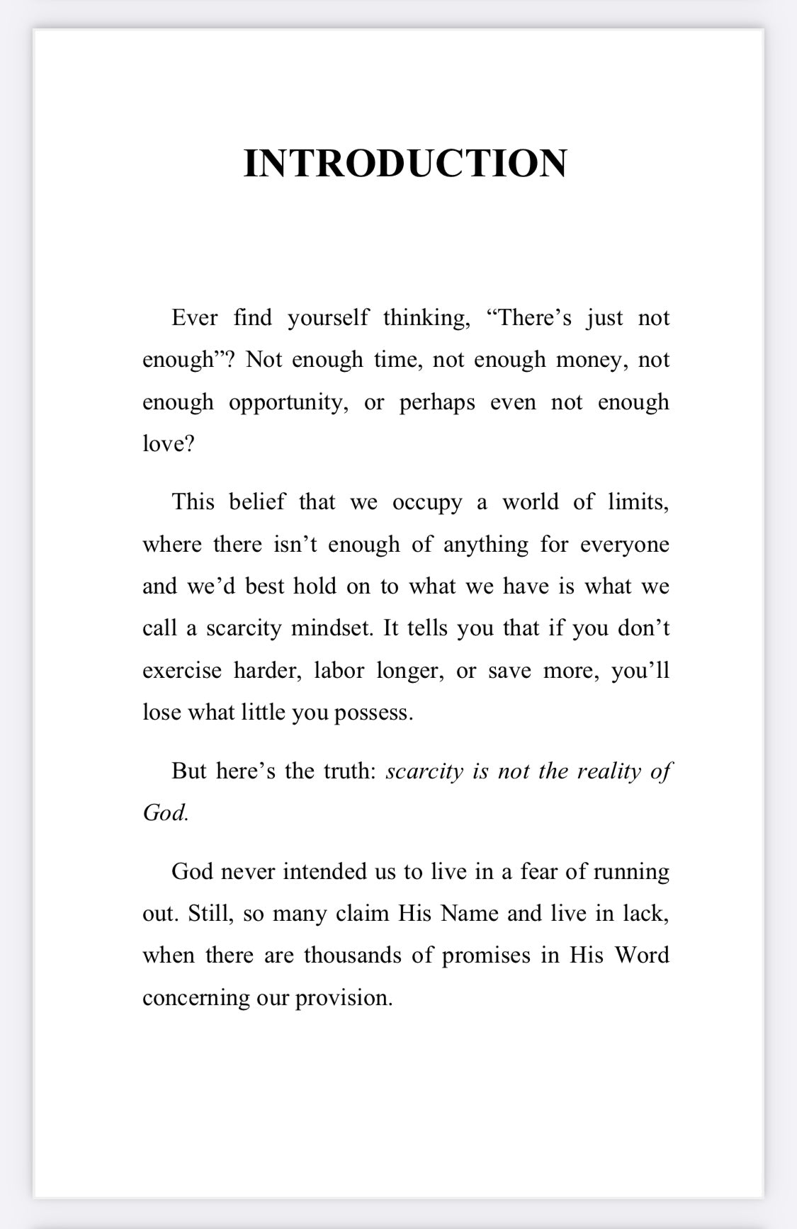 No More Scarcity: Abundance In All Areas of Life